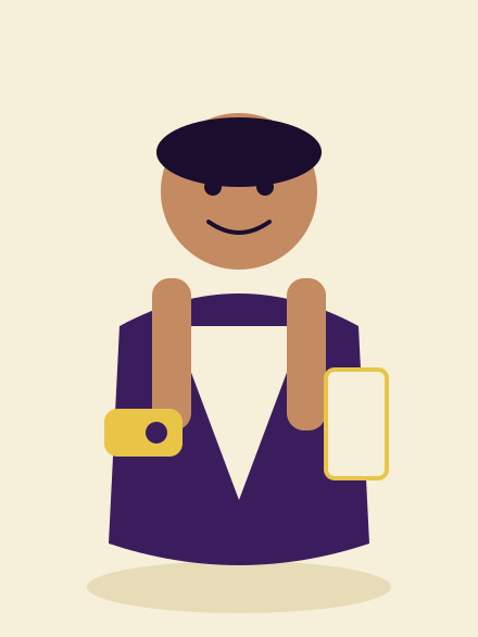 Monty the cartoon butler holding a gold key and a menu of rooms